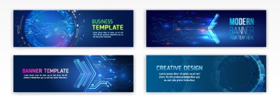 High-Tech Banner Designs with Elements #1/3, 30xAI