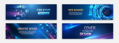 High-Tech Banner Designs with Elements #1/3, 30xAI
