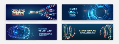 High-Tech Banner Designs with Elements #1/3, 30xAI
