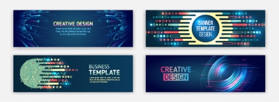 High-Tech Banner Designs with Elements #1/3, 30xAI