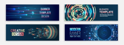 High-Tech Banner Designs with Elements #1/3, 30xAI