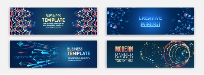 High-Tech Banner Designs with Elements #1/3, 30xAI