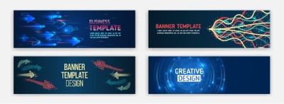 High-Tech Banner Designs with Elements #1/3, 30xAI