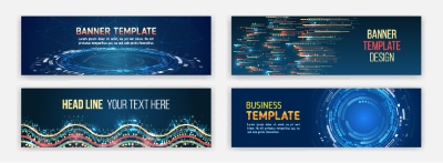 High-Tech Banner Designs with Elements #1/3, 30xAI