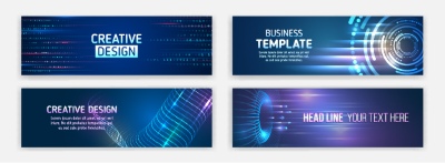 High-Tech Banner Designs with Elements #1/3, 30xAI