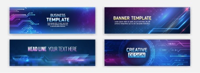 High-Tech Banner Designs with Elements #1/3, 30xAI
