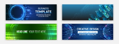 High-Tech Banner Designs with Elements #1/3, 30xAI