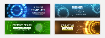 High-Tech Banner Designs with Elements #1/3, 30xAI