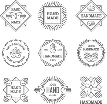 300+ Handmade Logos & Badgets 38xAI