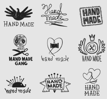 300+ Handmade Logos & Badgets 38xAI