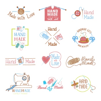 300+ Handmade Logos & Badgets 38xAI