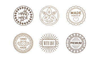 300+ Handmade Logos & Badgets 38xAI