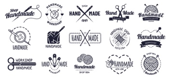 300+ Handmade Logos & Badgets 38xAI