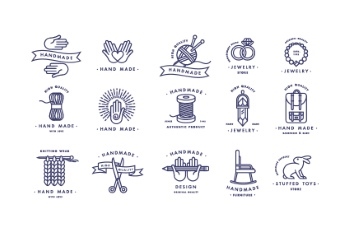 300+ Handmade Logos & Badgets 38xAI