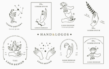 300+ Handmade Logos & Badgets 38xAI