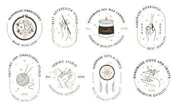 300+ Handmade Logos & Badgets 38xAI