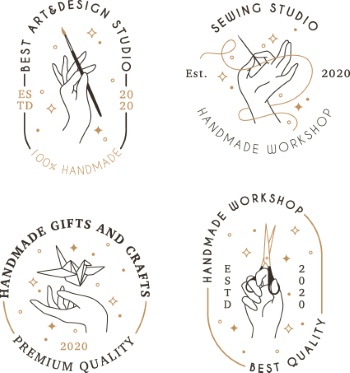 300+ Handmade Logos & Badgets 38xAI