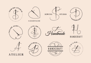 300+ Handmade Logos & Badgets 38xAI