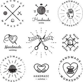300+ Handmade Logos & Badgets 38xAI