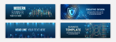 High-Tech Banner Designs with Elements #2/3, 30xAI High-Tech Banner Designs with Elements #2/3, 30xAI