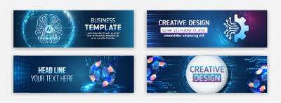 High-Tech Banner Designs with Elements #2/3, 30xAI High-Tech Banner Designs with Elements #2/3, 30xAI