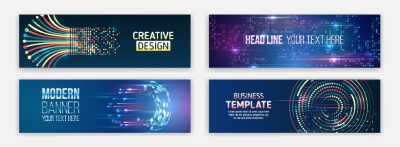 High-Tech Banner Designs with Elements #2/3, 30xAI High-Tech Banner Designs with Elements #2/3, 30xAI