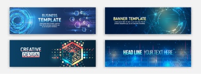 High-Tech Banner Designs with Elements #2/3, 30xAI High-Tech Banner Designs with Elements #2/3, 30xAI