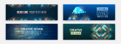 High-Tech Banner Designs with Elements #2/3, 30xAI High-Tech Banner Designs with Elements #2/3, 30xAI