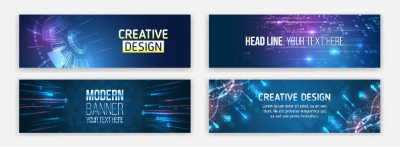 High-Tech Banner Designs with Elements #2/3, 30xAI High-Tech Banner Designs with Elements #2/3, 30xAI
