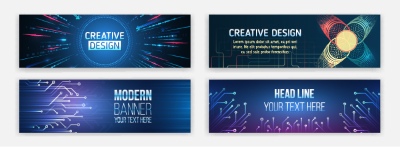 High-Tech Banner Designs with Elements #2/3, 30xAI High-Tech Banner Designs with Elements #2/3, 30xAI