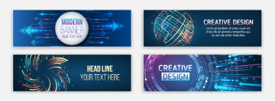 High-Tech Banner Designs with Elements #2/3, 30xAI High-Tech Banner Designs with Elements #2/3, 30xAI