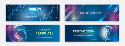 High-Tech Banner Designs with Elements #2/3, 30xAI High-Tech Banner Designs with Elements #2/3, 30xAI