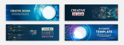 High-Tech Banner Designs with Elements #2/3, 30xAI High-Tech Banner Designs with Elements #2/3, 30xAI