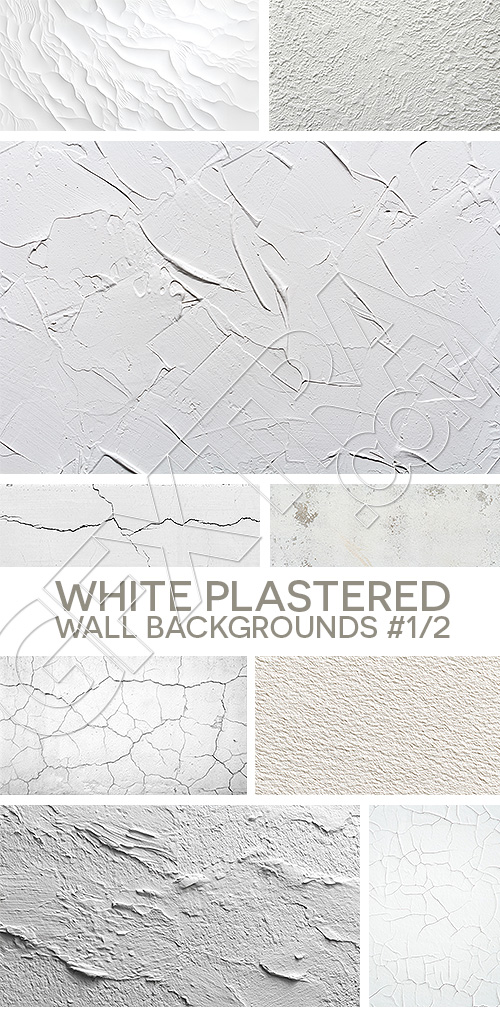 White Plastered Wall Backgrounds #1/2, 26xJPEG