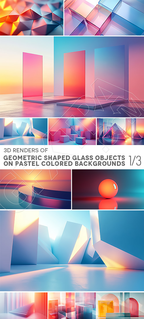 Geometric Shaped Glass Objects in Pastel Colors #1/3