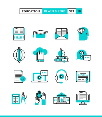 Plain & Line Icon Sets 44xEPS