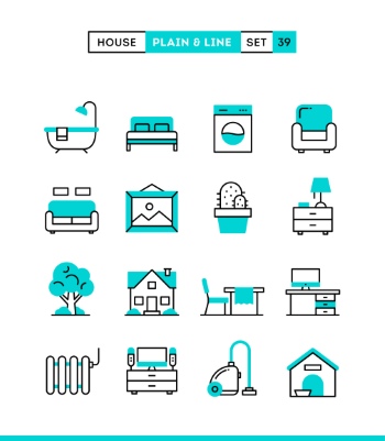 Plain & Line Icon Sets 44xEPS
