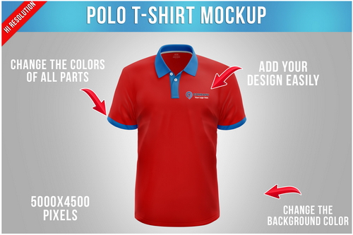 Polo T-Shirt Mockup - Front VIew