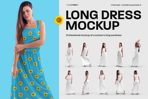11 Women's Long Dress Mockups