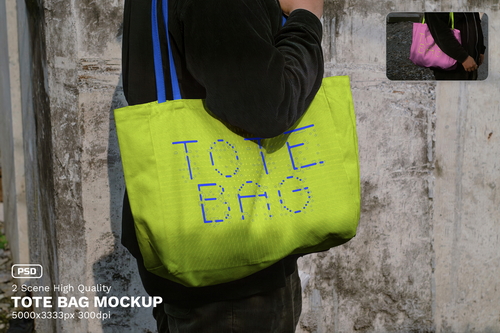 Urban Realistic Scene Tota Bag Mockup