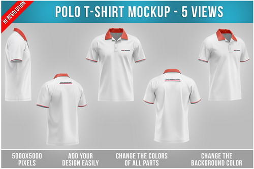 Polo T-Shirt Mockup - 5 Views