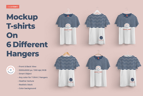 2 Mockups T-shirts With 6 Different Hangers