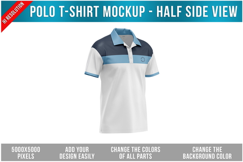 Polo T-Shirt Mockup - Half Side View