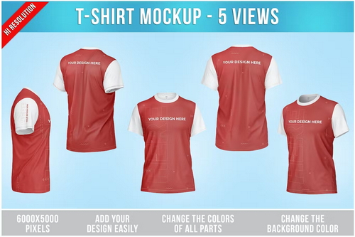 T-Shirt Mockup - 5 Views