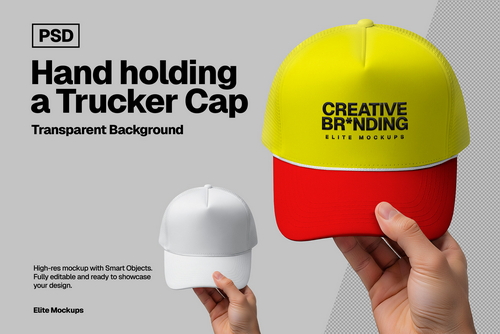 Hand Holding a Baseball Cap Mockup