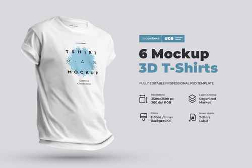 6 Mockups T-Shirts 3d Style