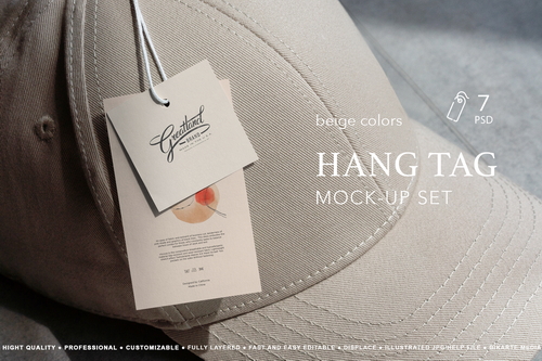 Apparel Tag Mock-Up Set Beige Colors