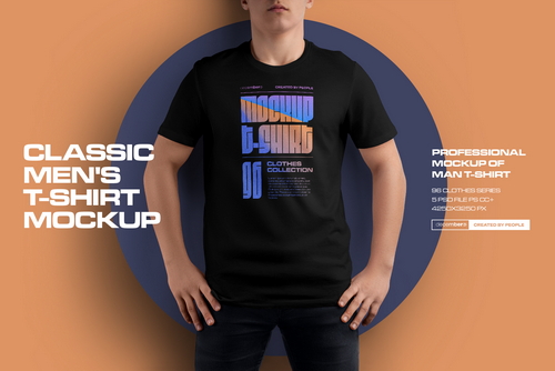 5 Mockups Man T-Shirt