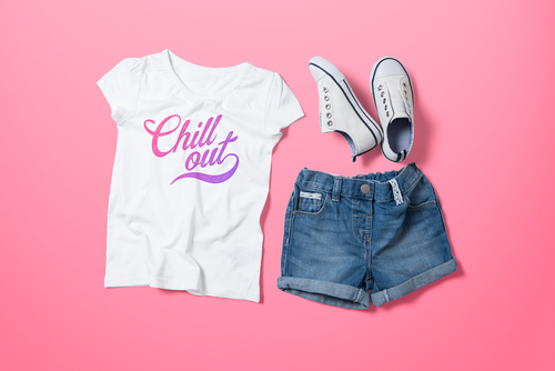Girl's Crew Neck T-shirt Mock-up