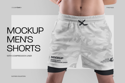 7 Men's Mockups Shorts with Compression Liner